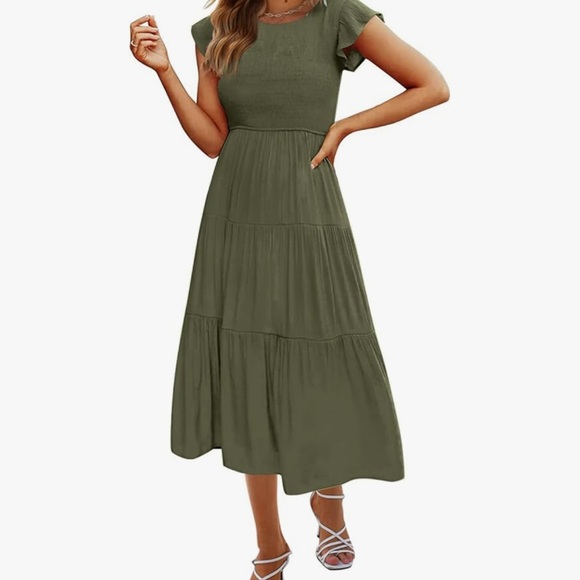 Size Large Hount Olive Green Dress - Picture 1 of 5